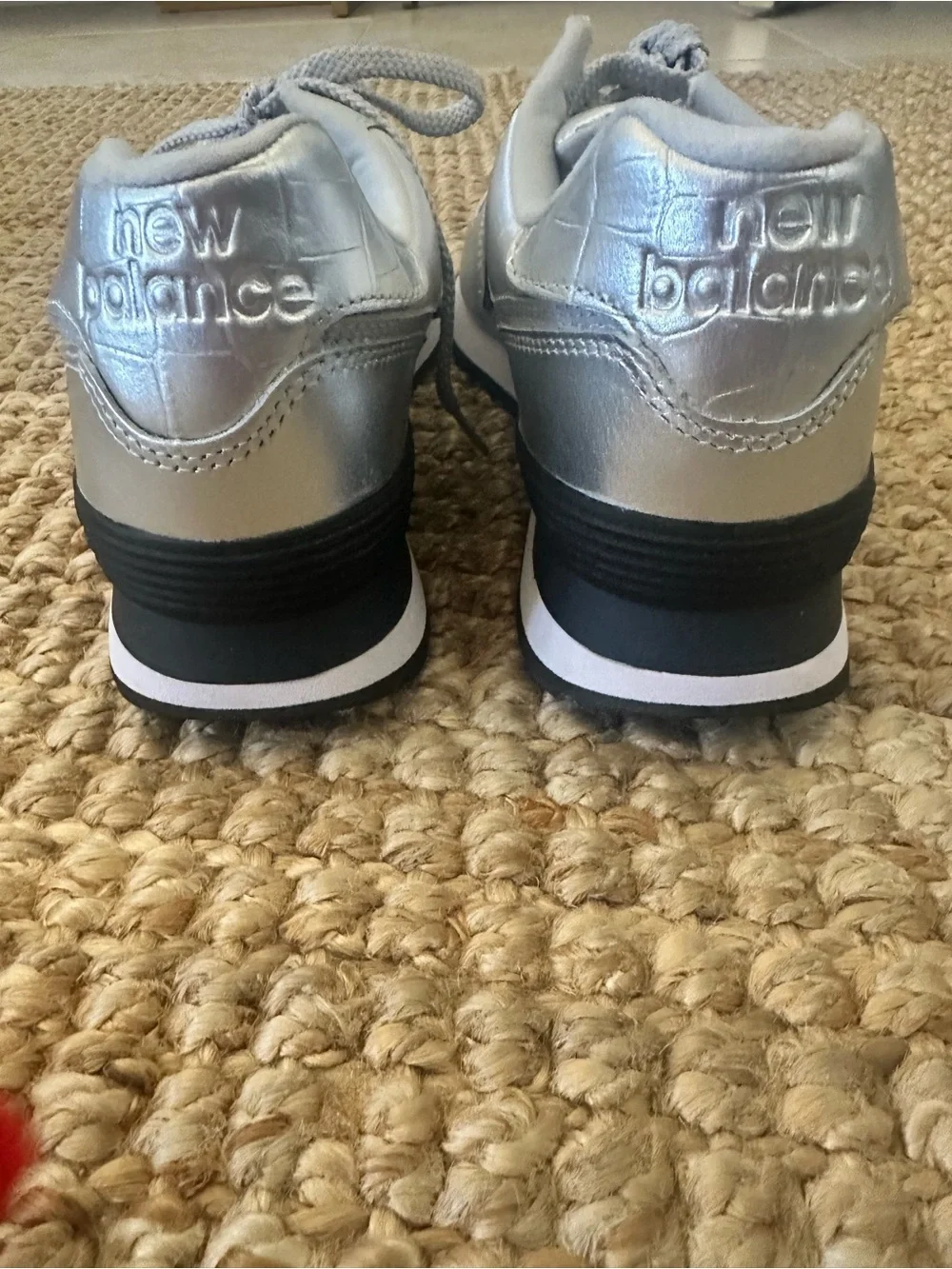 New Balance 574 Women's Silver Metallic Lace-Up Sneakers